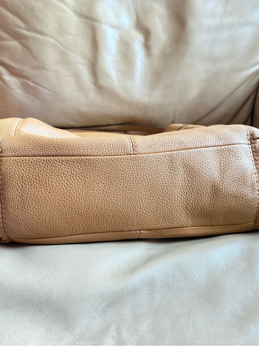 Coach Pebbled Leather Shoulder Bag in Light Tan - Picture 6 of 10